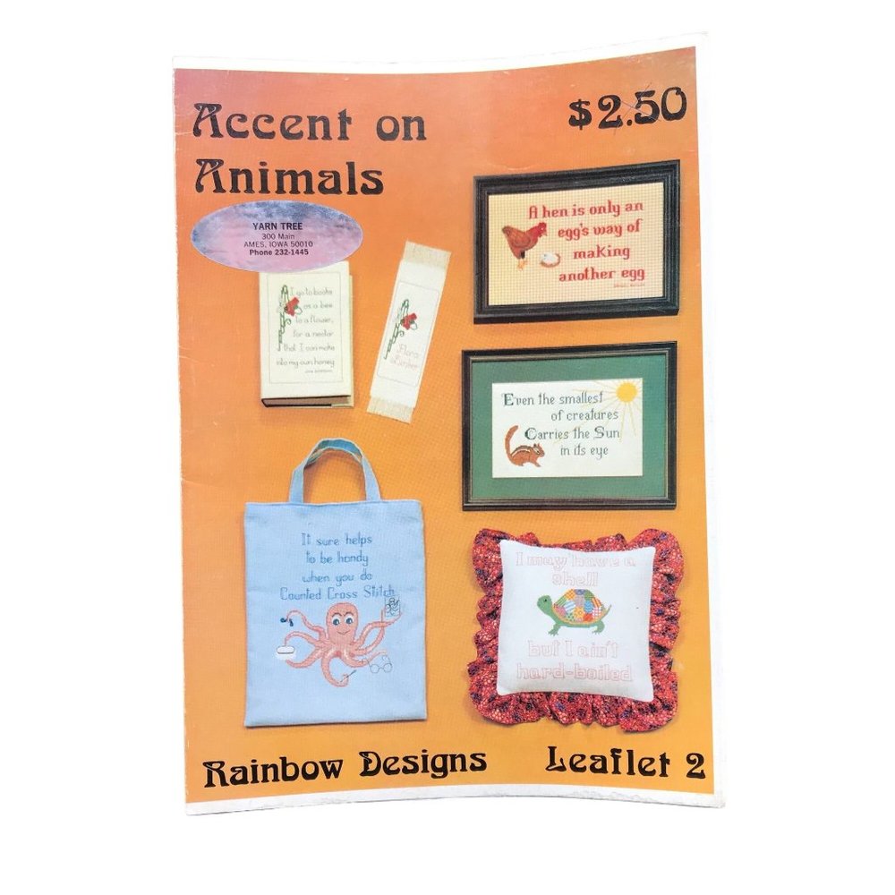 Vintage Cross Stitch Patterns, Accent on Animals Leaflet 2, 1979 Rainbow Designs